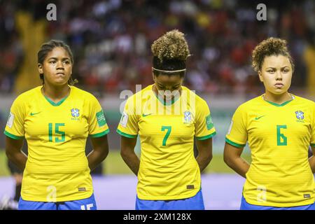 Kaylaine Assis, Luany da Silva und Ana Clara Consani aus Brasilien beim Spiel Costa Rica gegen Brasilien am 1. August Stockfoto