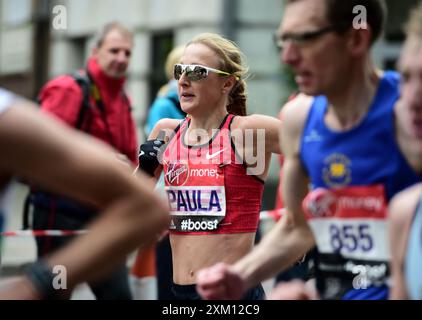 Aktenfoto vom 26.04.2015 von Paula Radcliffe, die sich selbst als „mortifiziert“ bezeichnet hat, weil sie einem verurteilten Vergewaltiger, der an den Olympischen Spielen teilnimmt, Glück wünscht. Ausgabedatum: Donnerstag, 25. Juli 2024. Stockfoto