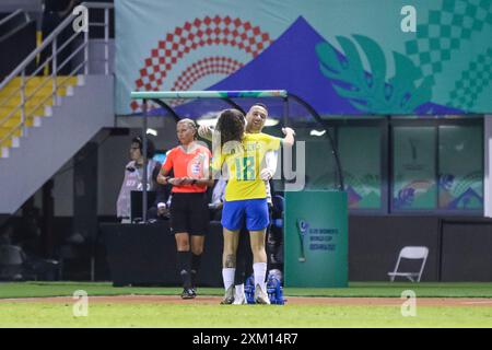 Rafa Levis (Brasilien) beim Spiel Costa Rica gegen Brasilien am 16. August 2022 beim FIFA U-20-Frauen-Weltmeisterschaft Costa Rica. (Foto: Martín Fonseca/Latin Sp Stockfoto