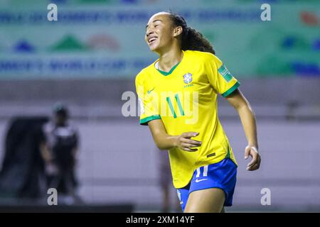 Aline Gomes aus Brasilien beim Spiel Costa Rica gegen Brasilien am 16. August 2022 bei der FIFA U-20-Frauen-Weltmeisterschaft Costa Rica. (Foto: Martín Fonseca/Latin S Stockfoto