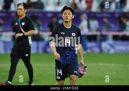 Bordeaux, Frankreich. Juli 2024. Shunsuke Mito (JPN) Fußball/Fußball : Paris 2024 Olympische Spiele Männer Fußball Gruppe D Spiel zwischen Japan 5-0 Paraguay im Stade de Bordeaux in Bordeaux, Frankreich . Quelle: Mutsu Kawamori/AFLO/Alamy Live News Stockfoto