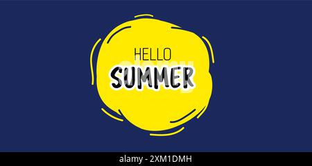 Sommerbanner mit Wassermelone und Text Hello Summer. Stock Vektor