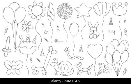 Set von Ballons mit verschiedenen Formen in Doodle Stock Vektor