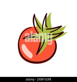 Tomatensymbol im flachen Stil. Einfaches Design für Geschäft und Menü. Vektorillustration auf weißem Hintergrund isoliert. Stock Vektor