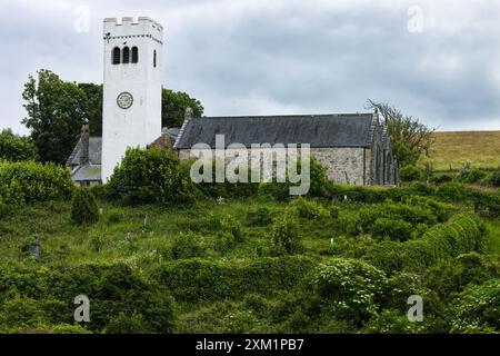 St James's Church, Manorbier, Pembrokeshire, South Wales, eine Liste der Klasse I, Pfarrkirche. Stockfoto