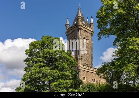 Der Wilhelmsturm, benannt nach Prinz Wilhelm I. von Orange, ist das heutige Wahrzeichen der Stadt Dillenburg, Hessen, Deutschland, Europa Stockfoto