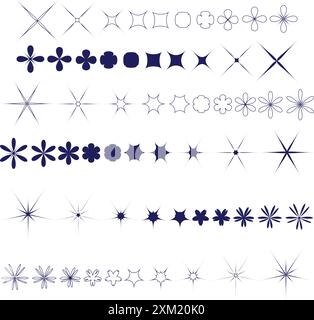 Set von Sternsymbolen. Simple Glitzer Kollektion. Feuerwerk Stars Symbole Stock Vektor