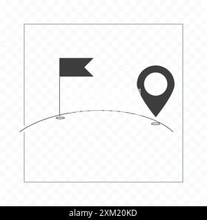 Leitung in Linienform. Reisekonzept. Lage des Golflochs. Golf-Positionsschild auf weißem Hintergrund Stock Vektor