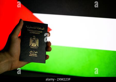 Gaziantep, Turkiye. 20. Juli 2024. Pass und Reisedokument der Palästinensischen Autonomiebehörde. Palästinenser im Westjordanland und im Gazastreifen Stockfoto