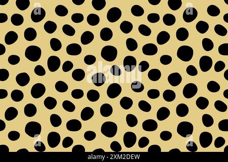 Kleines Strichmuster. Nahtloses minimales Strichmuster, kleine Elemente auf gelbem Hintergrund. Stock Vektor