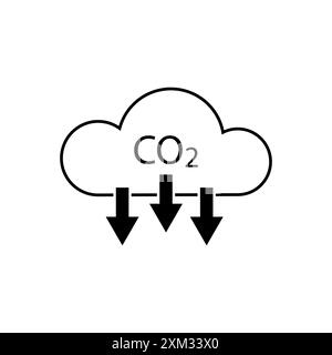 CO2-Wolkensymbol. Verringerung der CO2-Emissionen. Vektorabbildung. Umweltsymbol. Stock Vektor