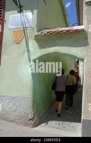 Eine der schmalsten Straßen Europas - Seilstraße im mittelalterlichen Brasov, Rumänien Stockfoto