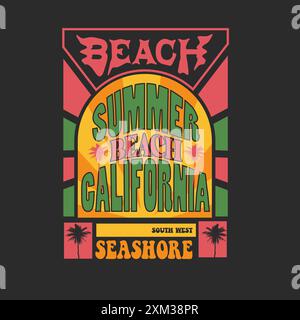 Retro-Poster mit Typografie am Sommerstrand Stock Vektor
