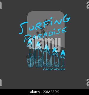 Surfing Paradise Typografie Sommer Strand Surfbrett Design Stock Vektor