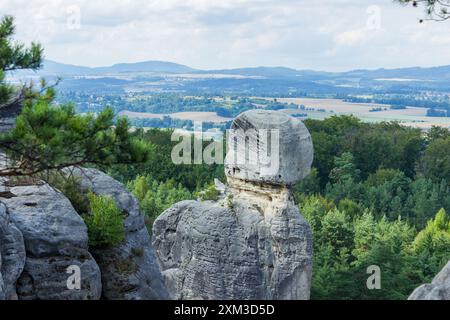 Hruboskalsko Felsenpanorama, Sandsteinstadt, Cesky raj, Böhmisches Paradies Stockfoto