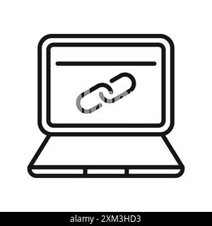 Backlink-Symbol Schwarzer Linie Kunstvektor in schwarz-weiß-Umrissset Sammlungsschild Stock Vektor