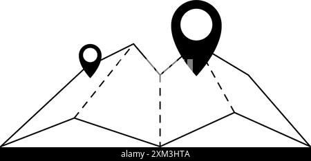 Karte mit zwei Positionsstiften. Vektorabbildung Stock Vektor
