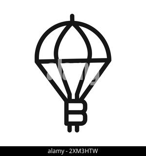 Bitcoin Airdrop Icon Black Line Art Vektor in schwarz-weiß Umrisse Set Collection Zeichen Stock Vektor