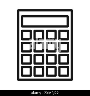 Taschenrechnersymbol Schwarzer Linie Kunstvektor in schwarz-weiß Umrisse Set Collection Sign Stock Vektor