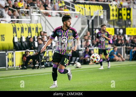 Columbus, Ohio, USA. Juli 2024. MLS-Verteidiger Thiago Martins vom New York City FC (13) kontrolliert den Ball während der ersten Hälfte des MLS All-Star Game zwischen MLS und Liga MX im Feld Lower.com. Quelle: Kindell Buchanan/Alamy Live News Stockfoto