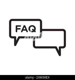 FAQ-Symbol Schwarze Linie Kunstvektor in schwarz-weiß Umrisse Set Collection-Schild Stock Vektor