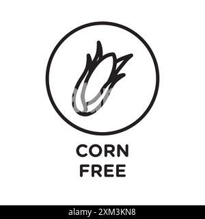 Corn Free Icon Black Line Art Vektor in schwarz-weiß Umrisse Set Sammlung Zeichen Stock Vektor
