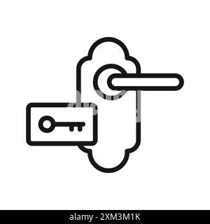 Keycard Access Icon Black Line Art Vektor in schwarz-weiß Umrisse Set Collection Schild Stock Vektor