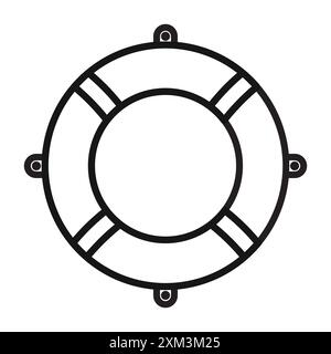 Rettungsring Icon Schwarzer Linie Art Vektor in schwarz-weiß Umriss Set Sammlung Zeichen Stock Vektor