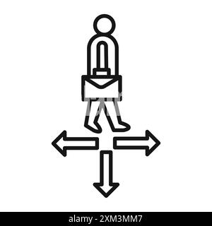 Job Opportunity Symbol Schwarzer Linie Kunstvektor in Schwarz-weiß-Umrandung Set Sammlungsschild Stock Vektor