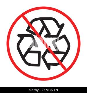 Nicht recycelbare Icon Black Line Art Vektor in schwarz-weiß Umrisse Set Collection Schild Stock Vektor