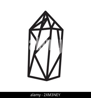 Steinsteinkristall Ikone Schwarze Linie Art Vektor in schwarz-weiß Umrisse Set Sammlung Zeichen Stock Vektor