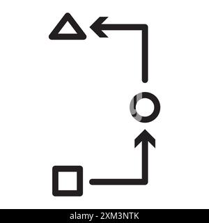 Symbol für Prozess, Methode, Schritt, Verfahren oder Workflow Schwarzer Strichvektor in Schwarzweiß-Kontur Set Collection Sign Stock Vektor