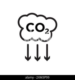 Symbol für co2 reduzieren Schwarze Linie Kunstvektor in Schwarz-weiß-Umrandung Set Collection-Schild Stock Vektor