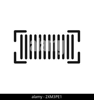 Scannen des Barcode-Symbols Schwarzer Linien-Kunstvektor in Schwarz-weiß-Kontur Set Collection-Schild Stock Vektor