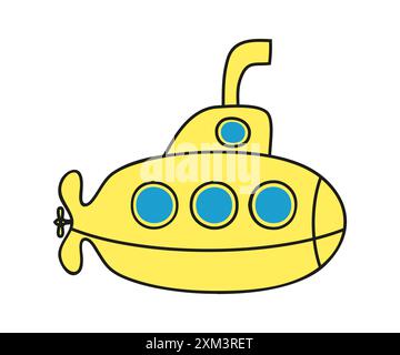 Doodle U-Boot-Symbol, einfache flache Silhouette-Symbol Stock Vektor
