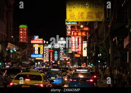 Nachtleben in China Town Yaowarat Road, Bangkok, Thailand Stockfoto