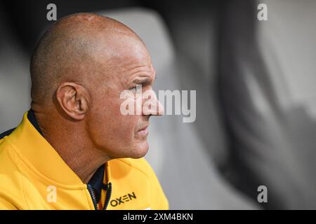 Huddersfield, England - 25. Juli 2024 - Leeds Rhinos Interim Head Coach Brad Arthur. Rugby League Betfred Super League, Huddersfield Giants vs Leeds Rhinos im John Smith's Stadium, Huddersfield, UK Dean Williams Stockfoto