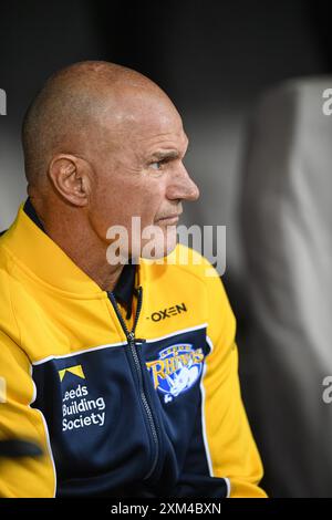 Huddersfield, England - 25. Juli 2024 - Leeds Rhinos Interim Head Coach Brad Arthur. Rugby League Betfred Super League, Huddersfield Giants vs Leeds Rhinos im John Smith's Stadium, Huddersfield, UK Dean Williams Stockfoto