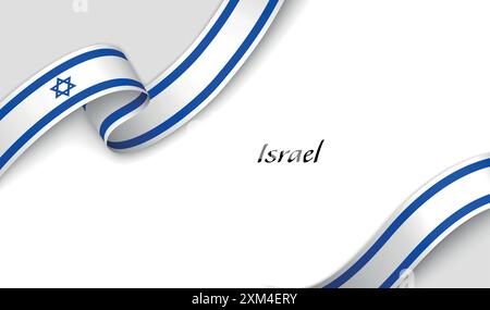 Gekrümmtes Band mit Flügeln Israels auf weißem Hintergrund mit Copyspace Stock Vektor