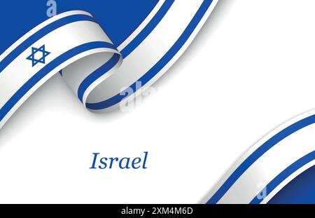 Gekrümmtes Band mit Flügeln Israels auf weißem Hintergrund mit Copyspace Stock Vektor