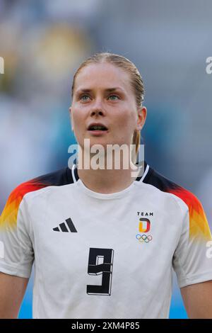 Marseille, Frankreich. Juli 2024. FRA, Paris, Olympische Spiele Paris 2024, 25. Juli 2024, Fußball, Frauen, Deutschland gegen Australien, in Marseille, im Stade Velodrome, Sjoeke Nuesken (Deutschland, 9), Credit: HMB Media/Alamy Live News Stockfoto