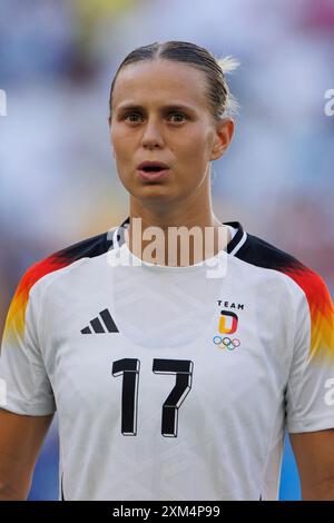 Marseille, Frankreich. Juli 2024. FRA, Paris, Olympische Spiele Paris 2024, 25. Juli 2024, Fußball, Frauen, Deutschland gegen Australien, in Marseille, im Stade Velodrome, Klara Buehl (Deutschland, 17), Credit: HMB Media/Alamy Live News Stockfoto