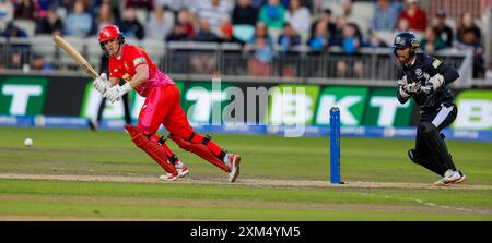 25. Juli 2024; Old Trafford Cricket Ground, Manchester, England; The Hundred Mens Cricket, Manchester Originals versus Welsh Fire; Tom Abell von Welsh Fire Stockfoto