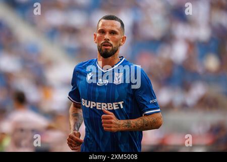 Posen, Polen. Juli 2024. Kristoffer Velde (Lech Poznan) wurde während des PKO BP Ekstraklasa Spiels zwischen den Teams Lech Poznan und Gornik Zabrze im Enea Stadion gesehen. Lech Poznan vs Gornik Zabrze (Endpunktzahl 2:0) (Foto: Maciej Rogowski/SOPA Images/SIPA USA) Credit: SIPA USA/Alamy Live News Stockfoto