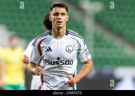 25. Juli 2024; Stadion der polnischen Armee, Warschau, Polen; Fußball der UEFA Europa Conference League, 1. Leg, 2. Qualifikationsrunde, Legia Warszawa gegen Caernarfon Town; Bartosz Kapustka (Legia) Stockfoto