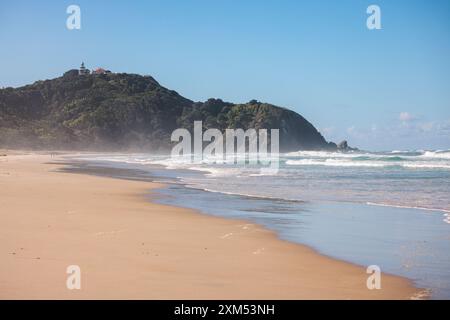 Cape Byron Lookout und Tallow Beach in Byron Bay, New South Wales, Australien. Stockfoto