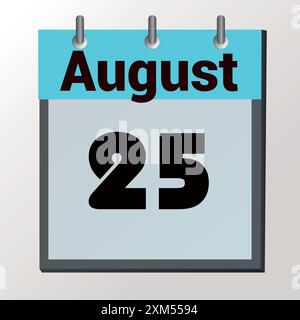 Tag im Kalender, Vektorbildformat, 25. August Stock Vektor