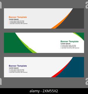 Satz breiter Banner-Vorlage. Abstrakter Vektorhintergrund für Ihr Unternehmen, Webdesign und andere Zwecke. Stock Vektor