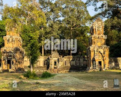 Die Terrasse des Leper King, Teil der ummauerten Stadt Angkor Thom, einer Ruine eines Tempels in Kambodscha. Stockfoto