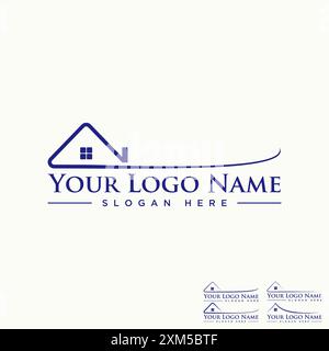 Logo Design Grafik Konzept kreative Premium Vektor Stock einzigartige Dach Haus Swoosh Swoosh Scratch Art Gebäude außen alt bezogen auf Haus Immobilien Hypothek Stock Vektor